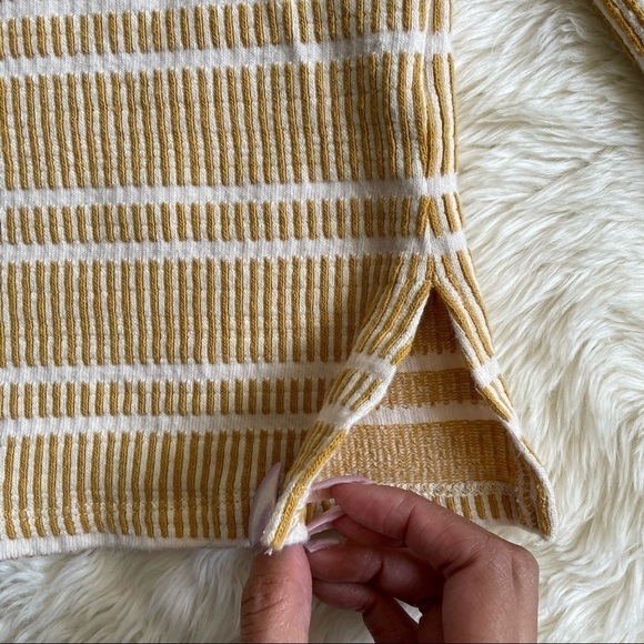 Anthropologie Postmark Blouse Flare Sleeve Textured Stripe Yellow & White M - Picture 6 of 14
